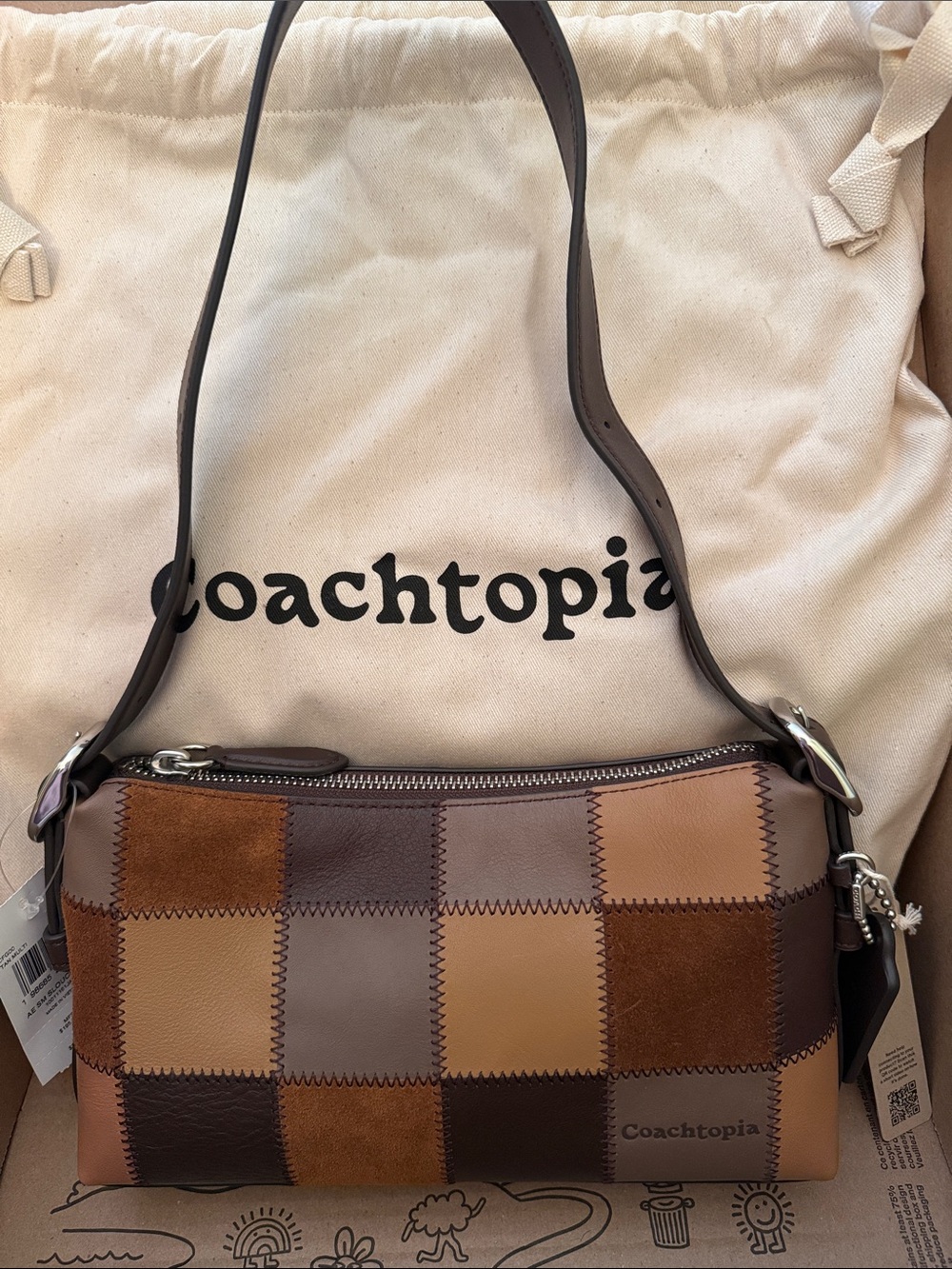 🤎Coach NWT Coachtopia Alter Ego Small Slouchy Shoulder Bag in Patchwork Leather - Picture 4 of 12